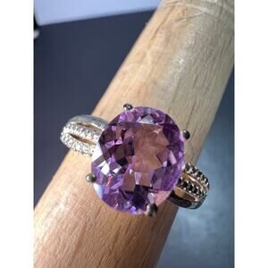 Amethyst sterling silver solitaire ring size 9